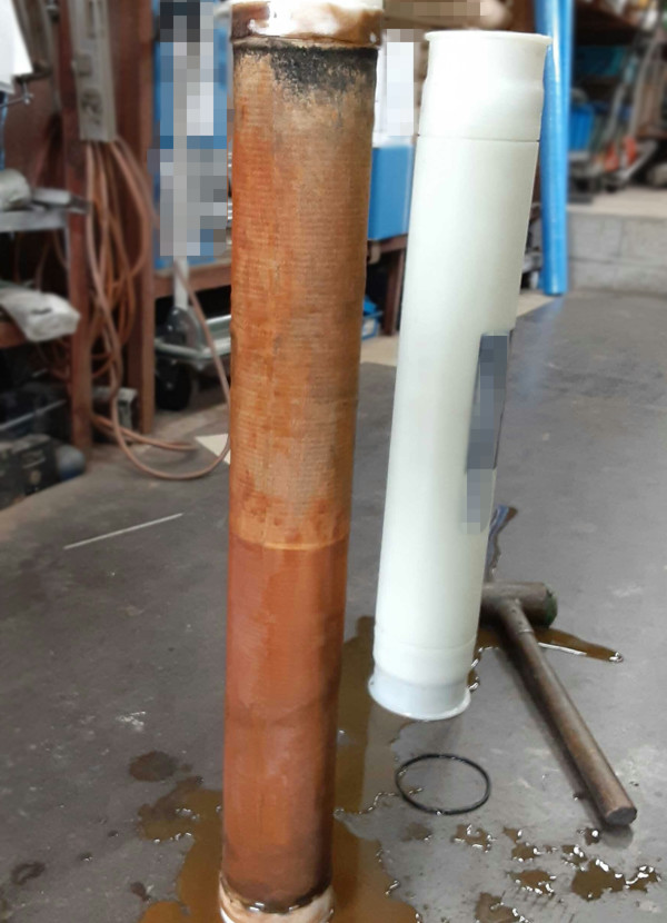 取り外し後の膜モジュール